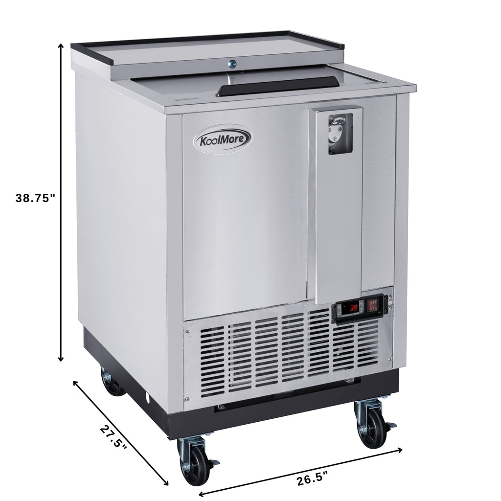 25 in. Commercial Bottle Cooler in Stainless-Steel with Built-In Opener, ETL Listed, 5 cu. ft.