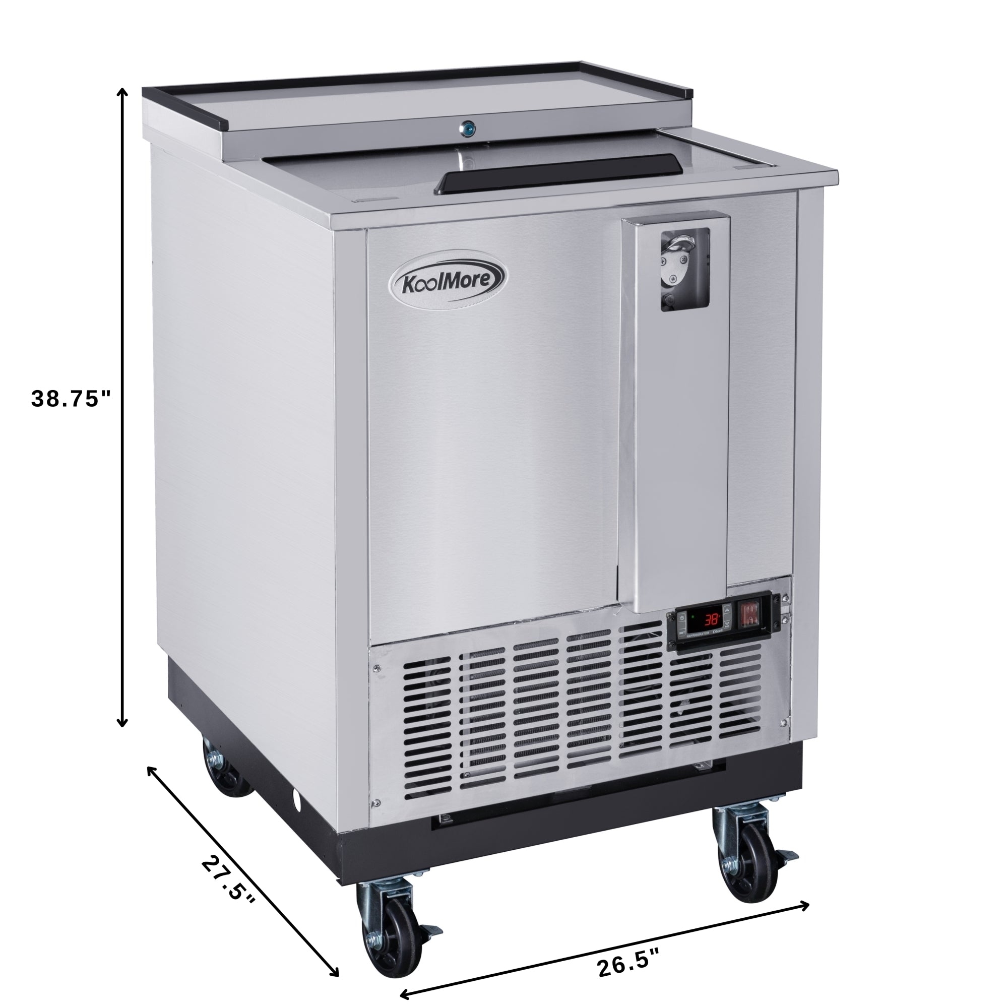 25 in. Commercial Bottle Cooler in Stainless-Steel with Built-In Opener, ETL Listed, 5 cu. ft.