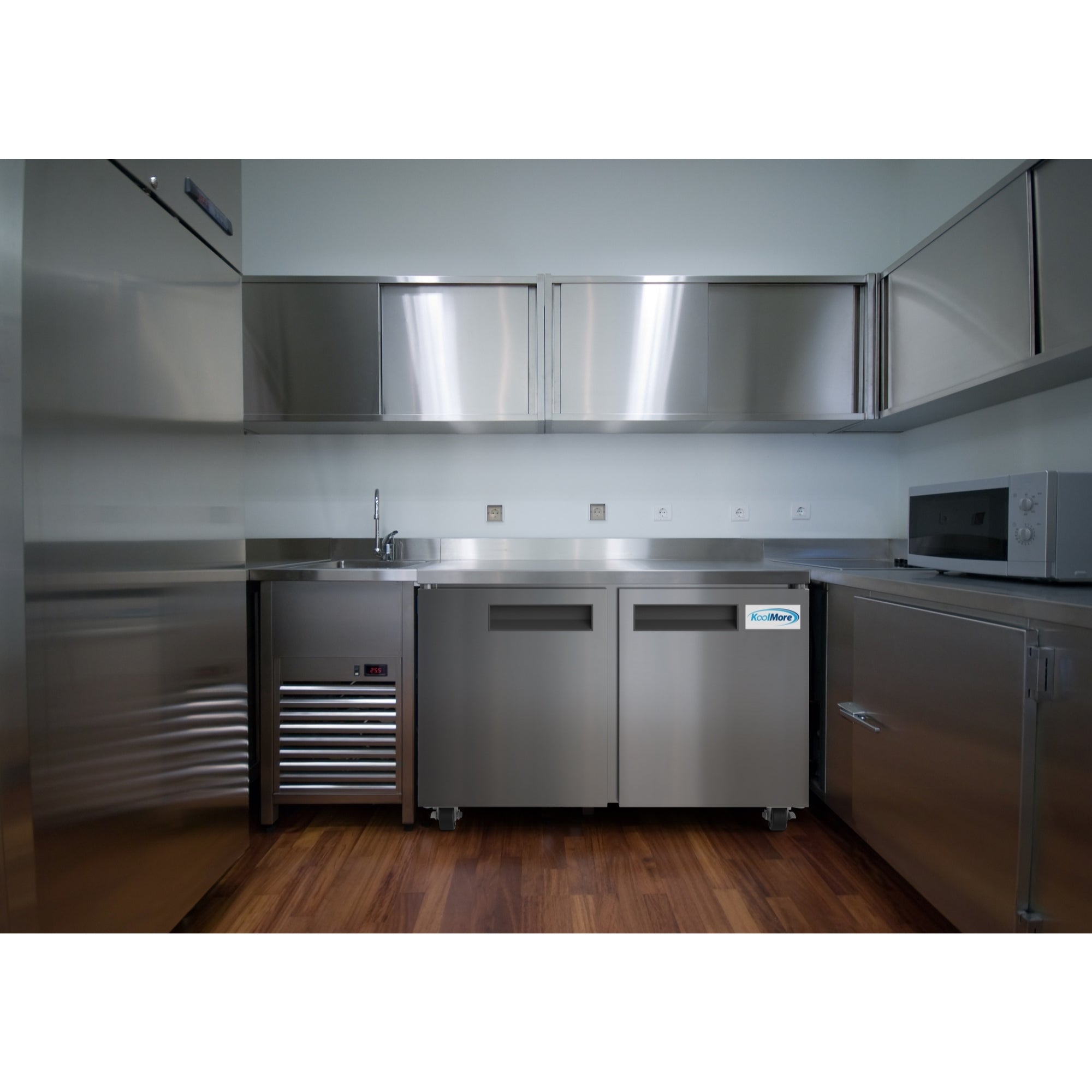 48 in. Stainless Steel Two-Door Worktop Commercial Freezer with 3.5 in. Backsplash, 12 cu. ft.