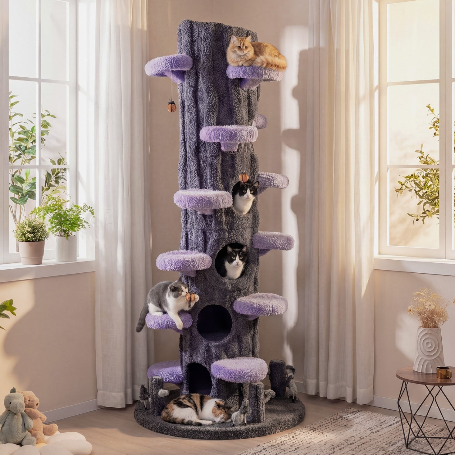 Costway 90.5" Tall Multifunctional Cat Tree Private Condos Indoor Cats 578692314 New