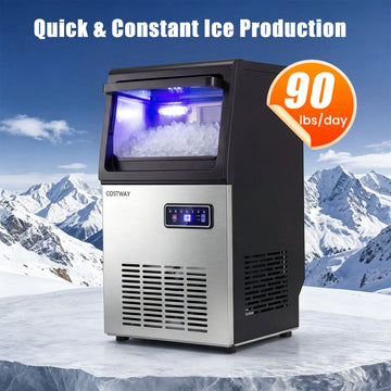 Costway Commercial Nugget Ice Maker 90 lbs/24H Self-Cleaning 87194455 New