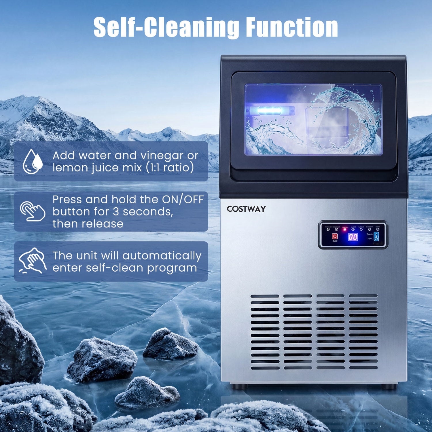 Costway Commercial Nugget Ice Maker 90 lbs/24H Self-Cleaning 87194455 New