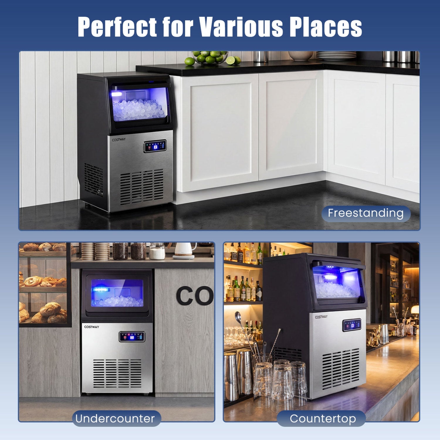 Costway Commercial Nugget Ice Maker 90 lbs/24H Self-Cleaning 87194455 New