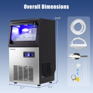 Costway Commercial Nugget Ice Maker 90 lbs/24H Self-Cleaning 87194455 New