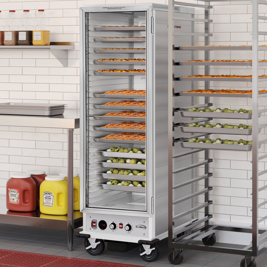 33 in. Commercial Non-Insulated Glass Door Heated Holding/Proofing Cabinet with 36-Pan Capacity in Silver
