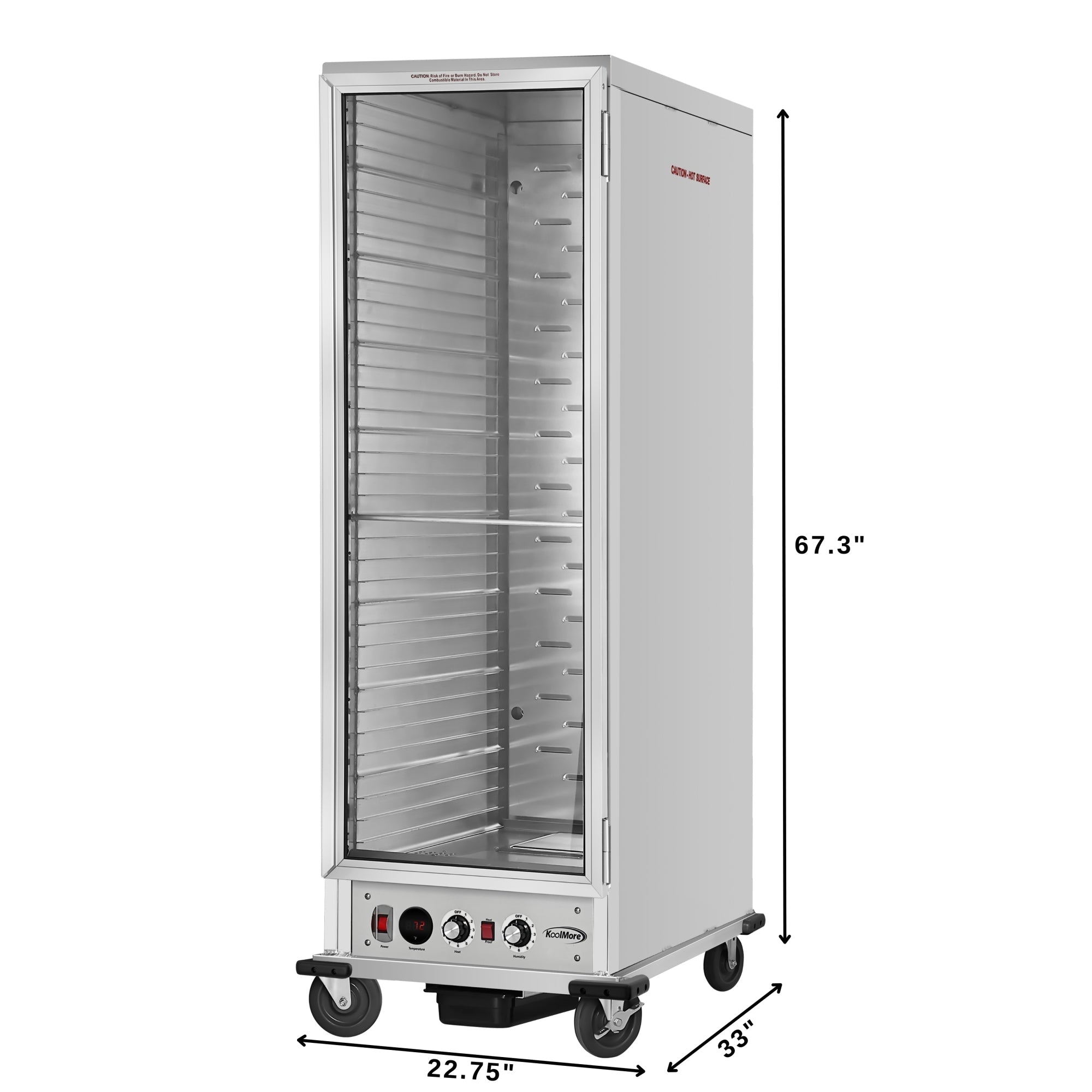 33 in. Commercial Insulated Heated Holding/Proofing Cabinet with Glass Door and 36-Pan Capacity in Silver
