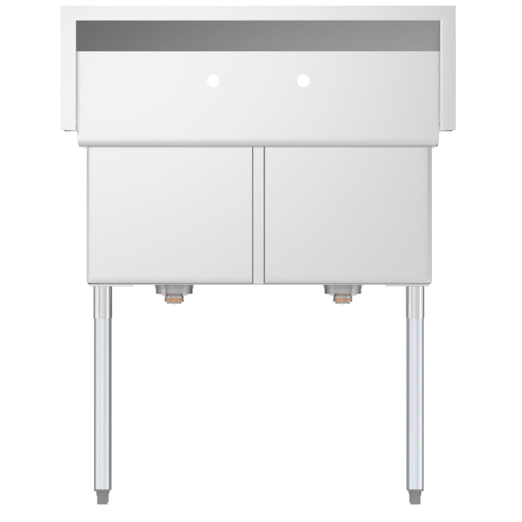 36 in. Two Compartment Stainless Steel Commercial Sink, Bowl Size 15"x 15"x 12"