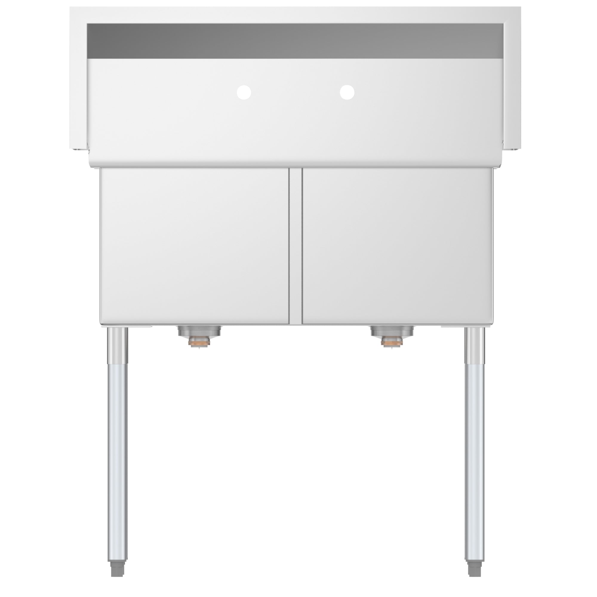 36 in. Two Compartment Stainless Steel Commercial Sink, Bowl Size 15"x 15"x 12"