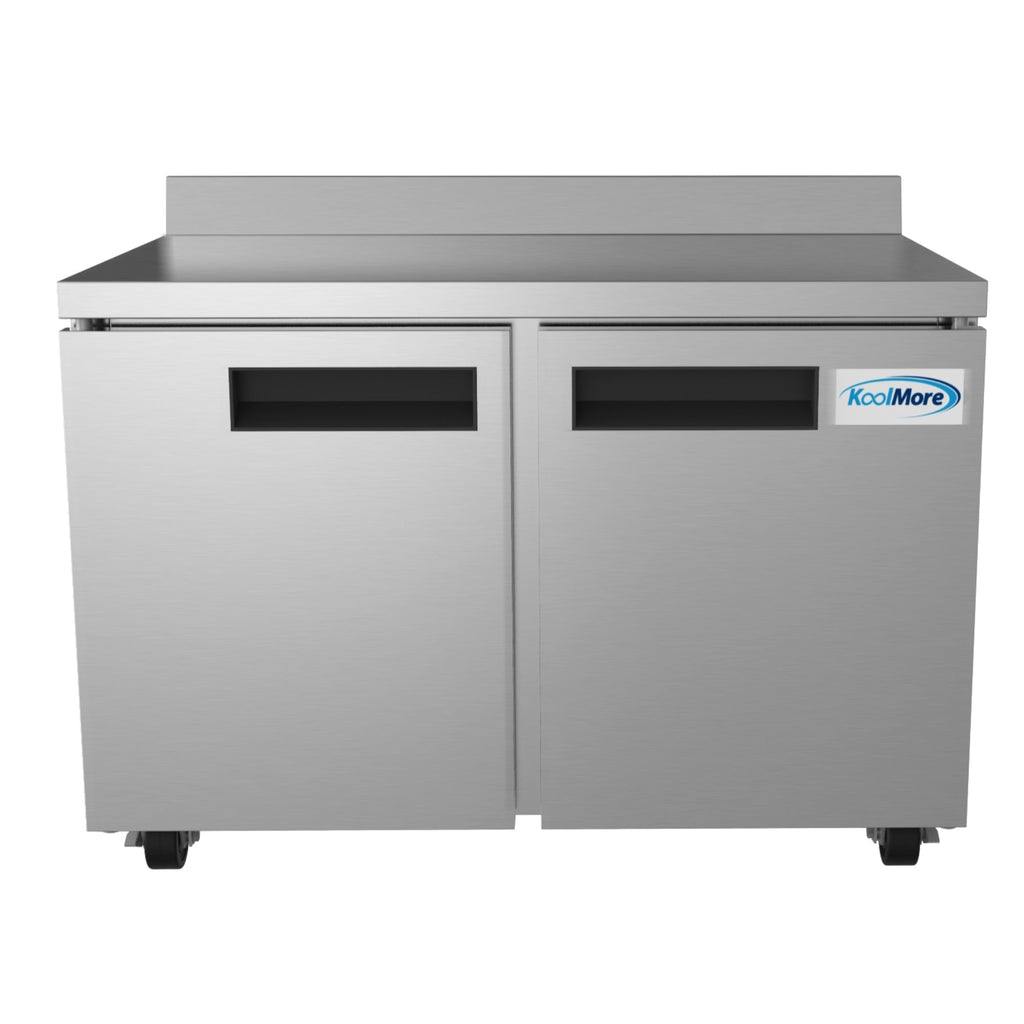 48 in. Stainless Steel Two-Door Worktop Commercial Freezer with 3.5 in. Backsplash, 12 cu. ft.