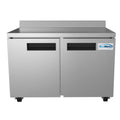 48 in. Stainless Steel Two-Door Worktop Commercial Freezer with 3.5 in. Backsplash, 12 cu. ft.