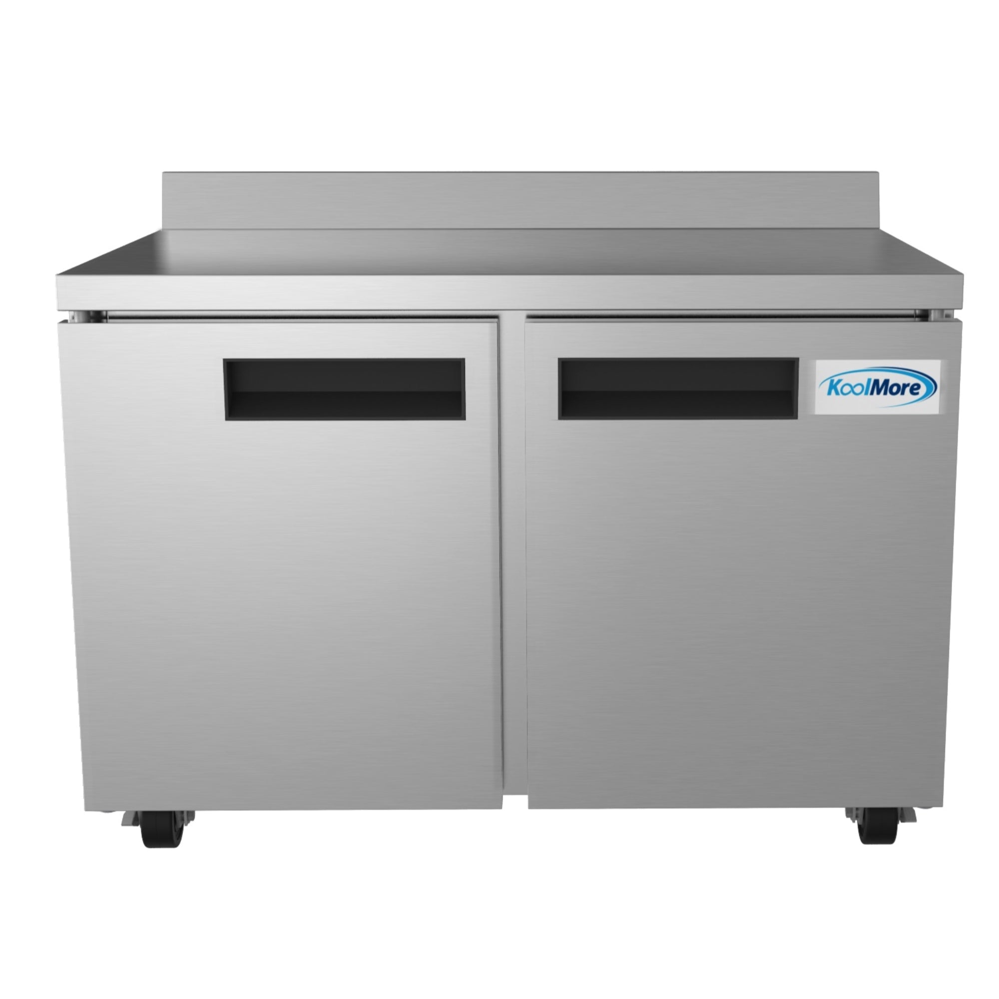48 in. Stainless Steel Two-Door Worktop Commercial Freezer with 3.5 in. Backsplash, 12 cu. ft.