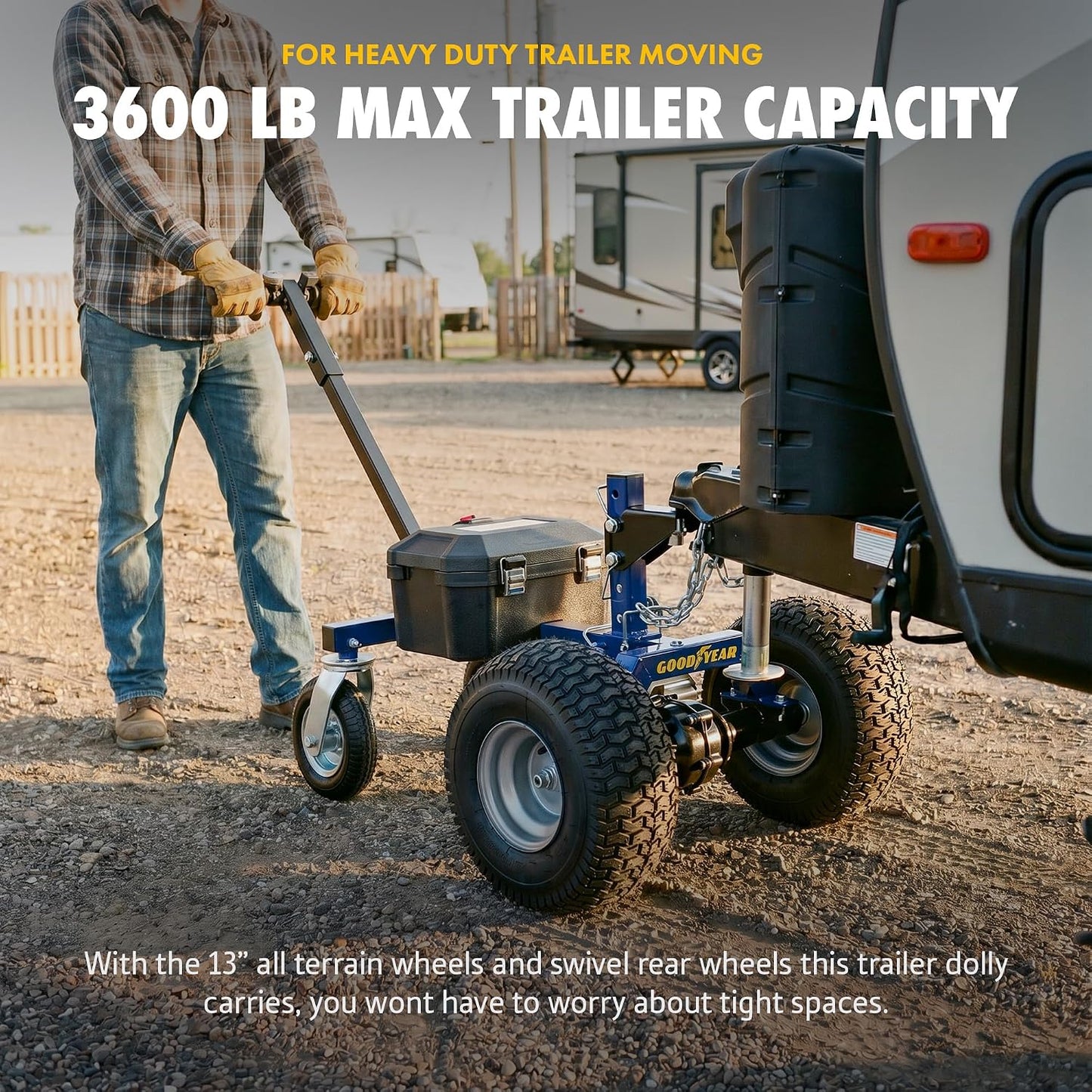 Goodyear GUO164 Electric Trailer Dolly 3600 lbs 24V 800W 2" Ball Hitch New