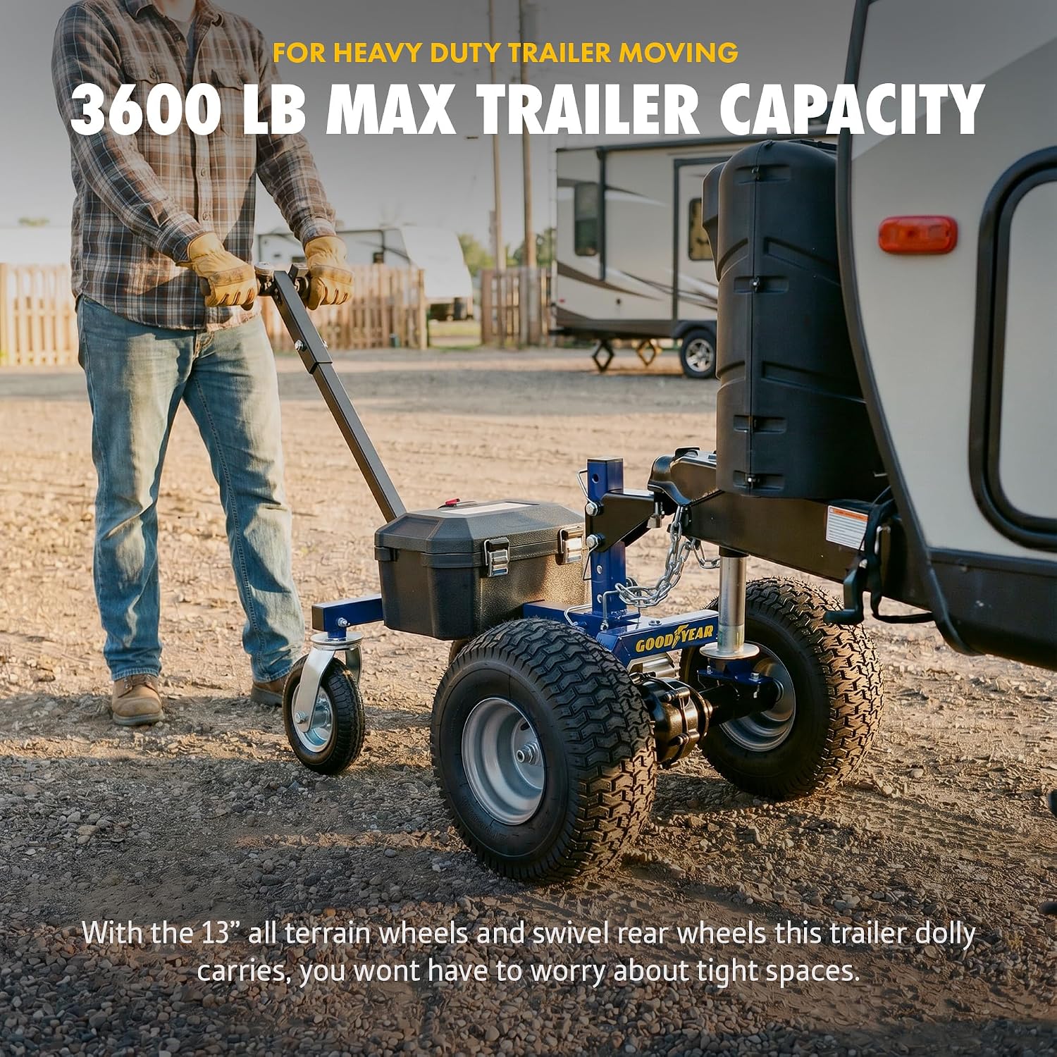 Goodyear GUO164 Electric Trailer Dolly 3600 lbs 24V 800W 2" Ball Hitch New