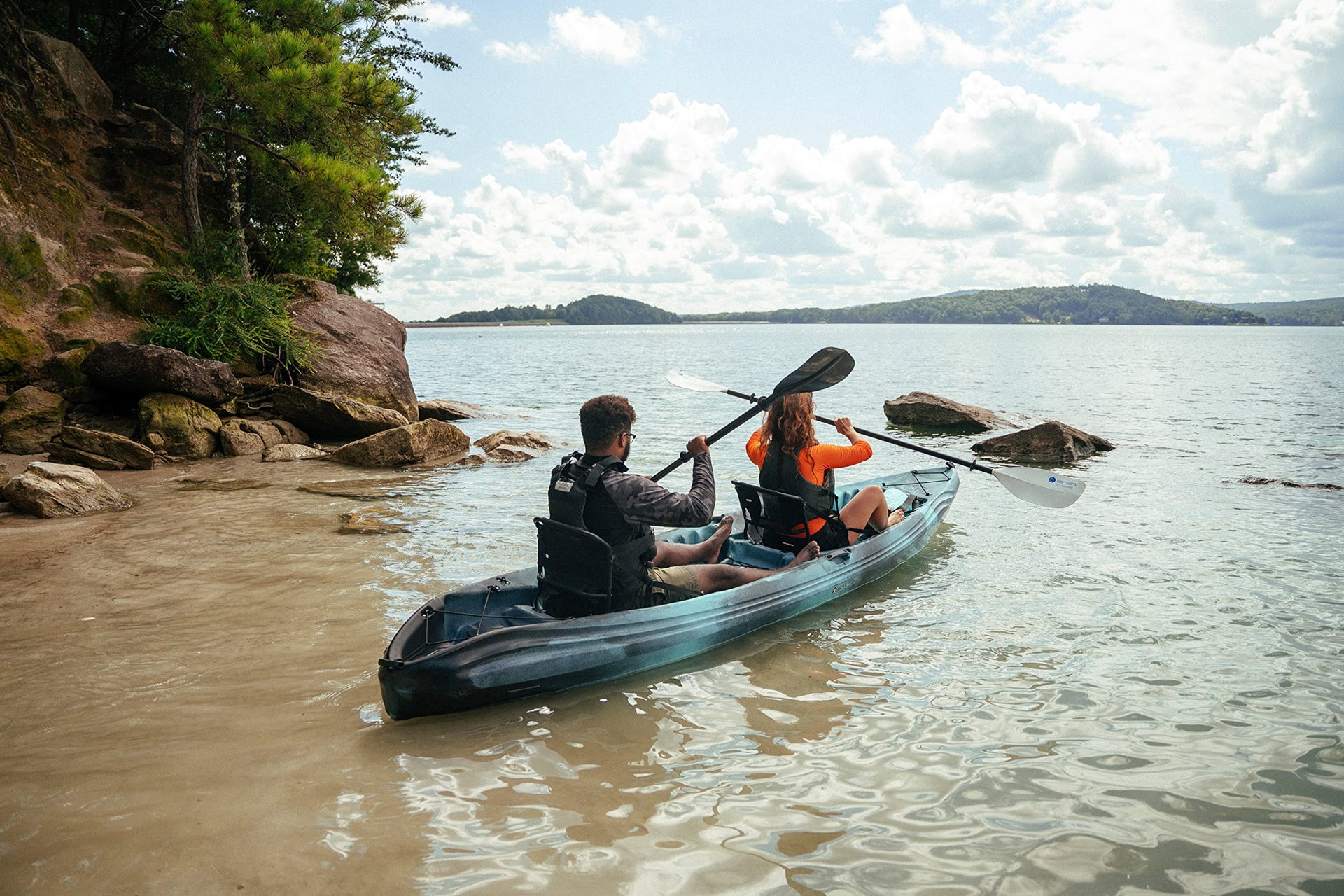 Perception Kayaks - 13.5 Tandem Kayak - Sit on Top - Large Rear Storage with Tie Downs - 13.5 ft - Deja Vu