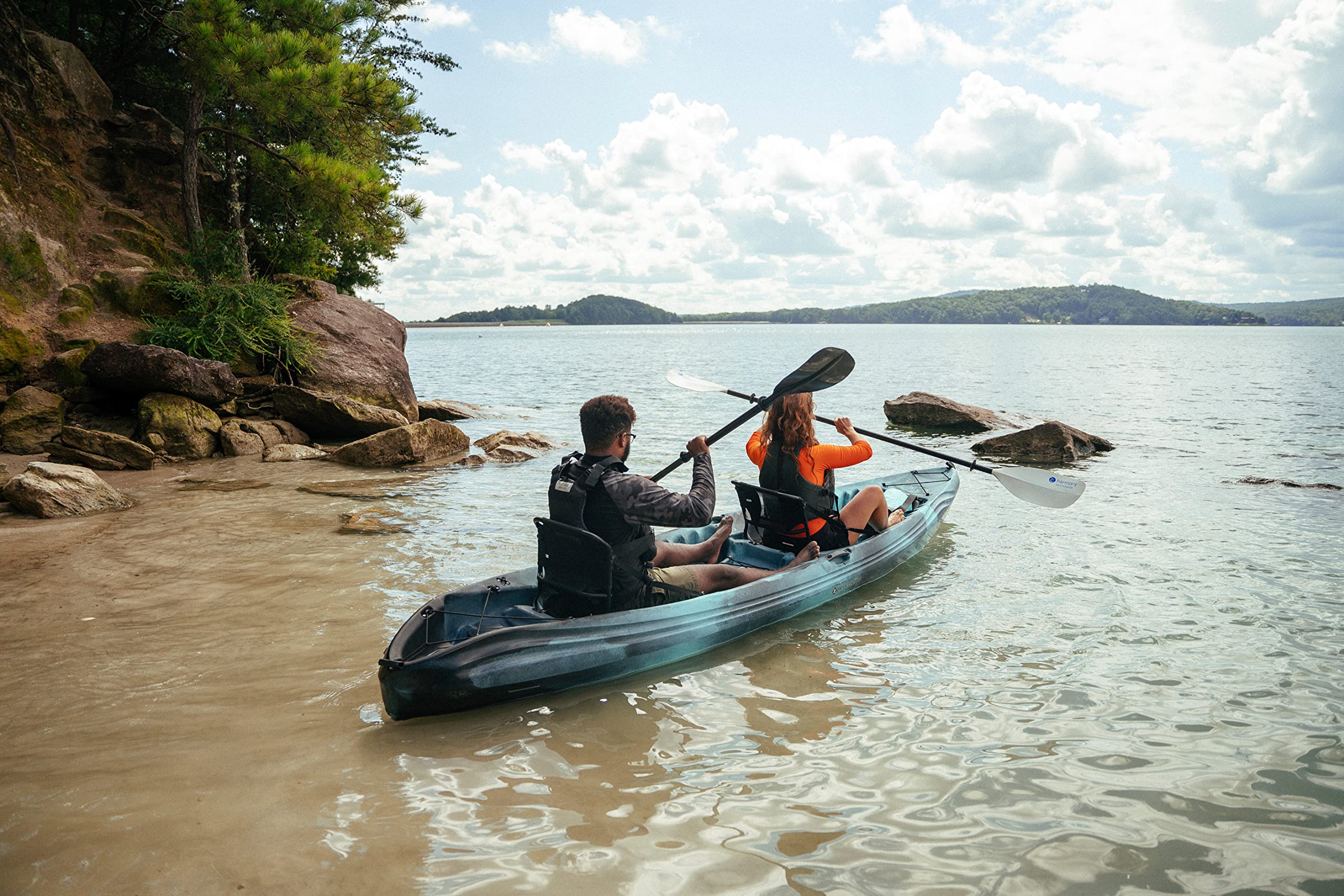 Perception Kayaks - 13.5 Tandem Kayak - Sit on Top - Large Rear Storage with Tie Downs - 13.5 ft - Deja Vu