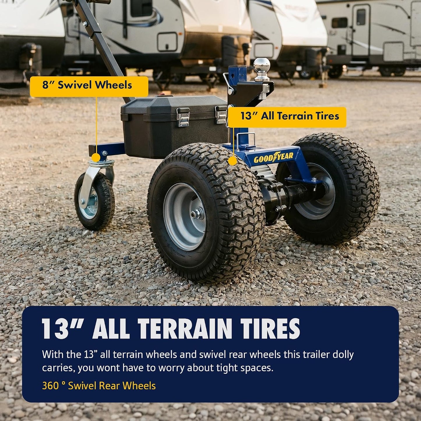 Goodyear GUO164 Electric Trailer Dolly 3600 lbs 24V 800W 2" Ball Hitch New