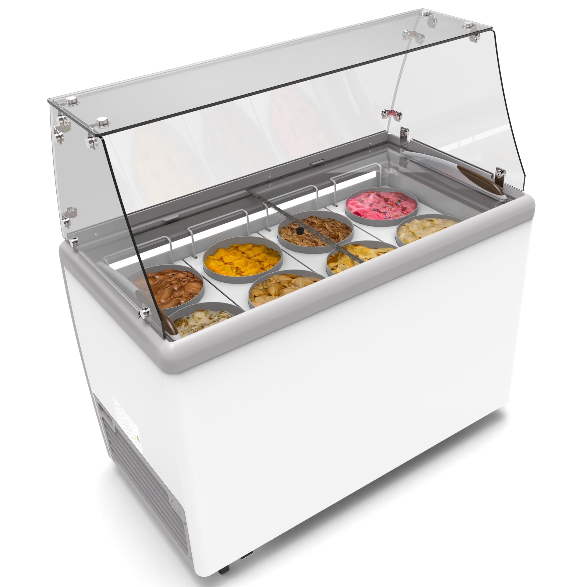 50 in. 8 Tub Ice Cream Dipping Cabinet Display Freezer with Sliding Glass Door and Sneeze Guard 13 cu. ft.