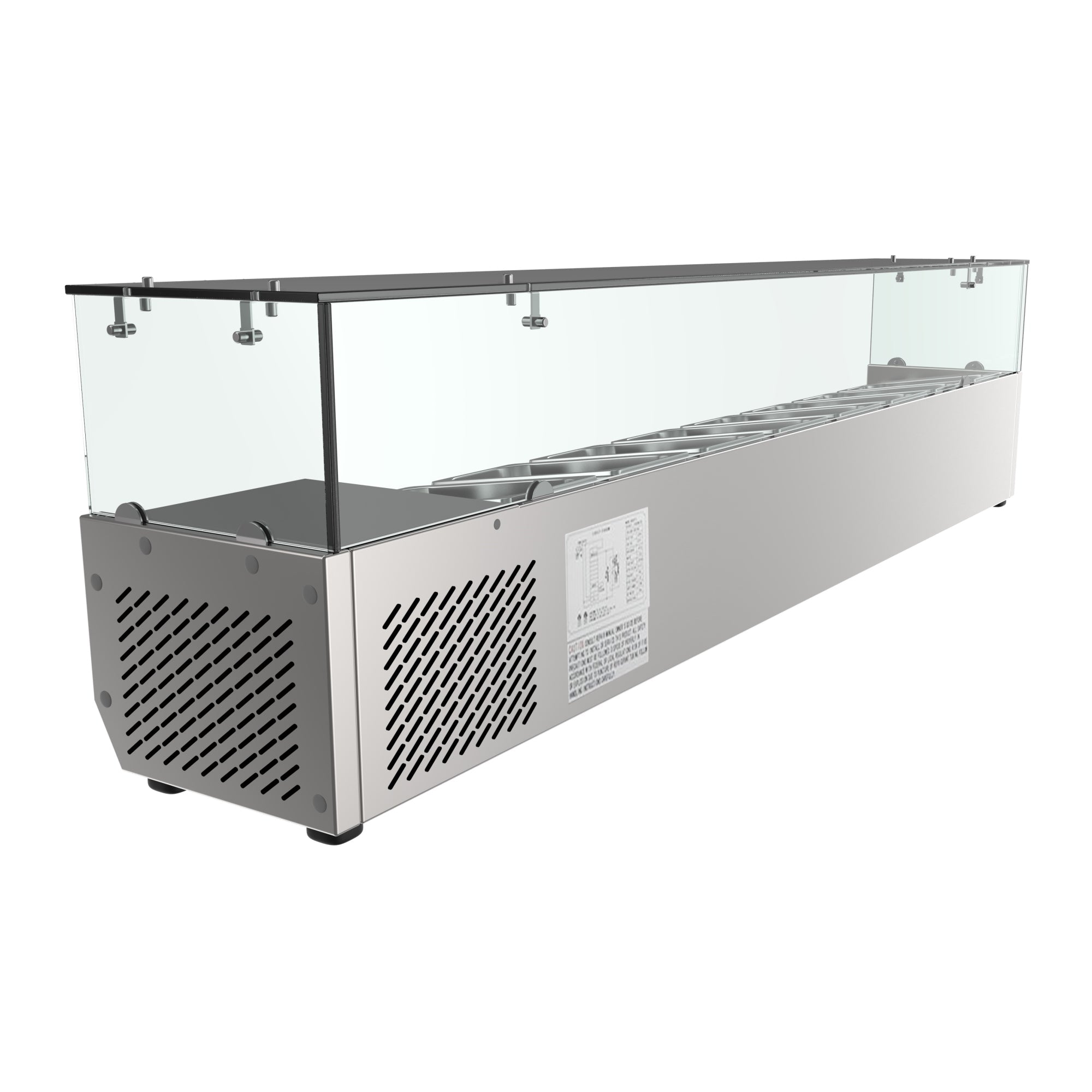 71 in. Eight Pan Refrigerated Countertop Condiment Prep Station