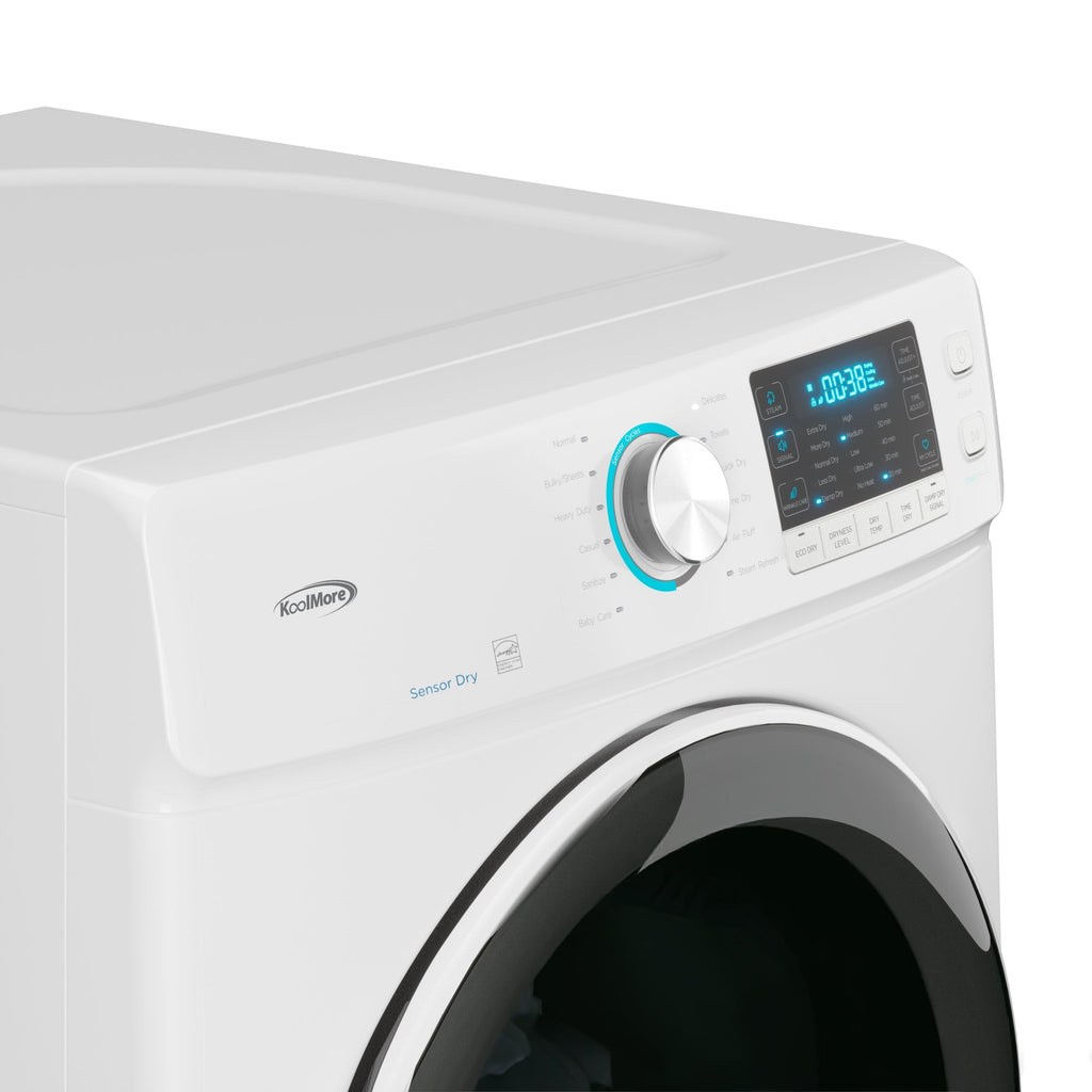 8 cu. ft. Large Capacity Stackable Vented Electric Front Load Dryer in White, 240V