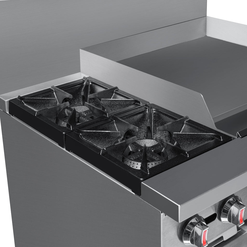 36 in. 2 Burner Commercial Natural Gas Range with 24 in. Griddle in Stainless-Steel