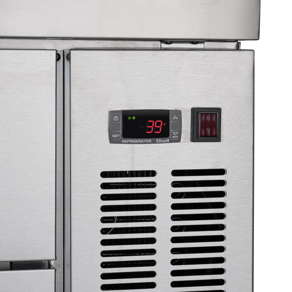 36 in. Commercial Chef Base Refrigerator Storage Cabinet for Cold Foods, Fresh Ingredients, and Condiments, Refrigerated Pull-Out Drawers, Rolling Caster Wheels, ETL Listed