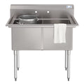 42 in. 18-Gauge 2-Compartment Commercial Sink with Backsplash, Bowl Dimensions 18"x18"x14" in Stainless-Steel