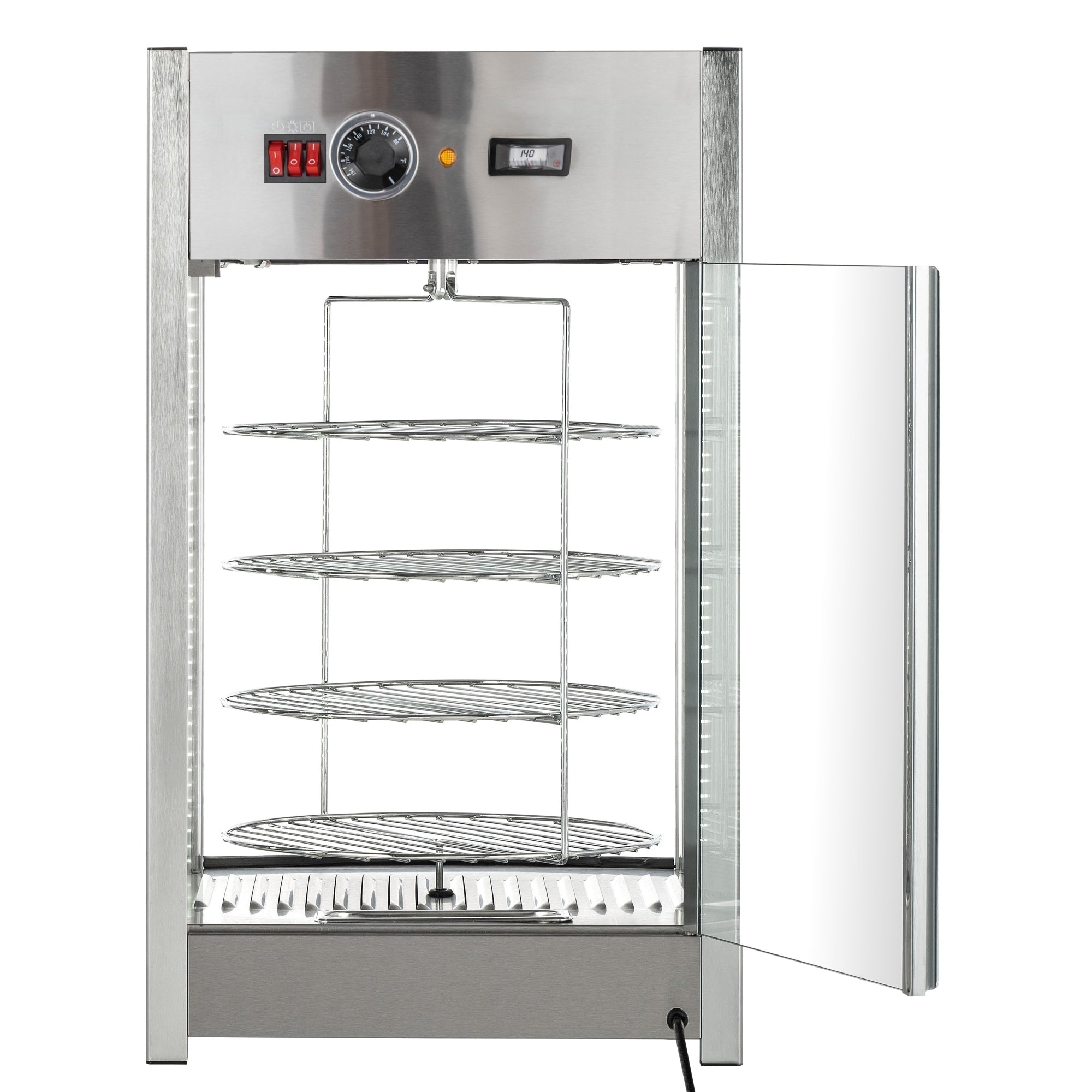 18 in. Commercial Pizza Display Warmer for 12 in. Pies with 4 Rotating Racks in Stainless-Steel