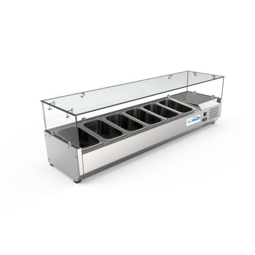 59 in. Six Pan Refrigerated Countertop Condiment Prep Station