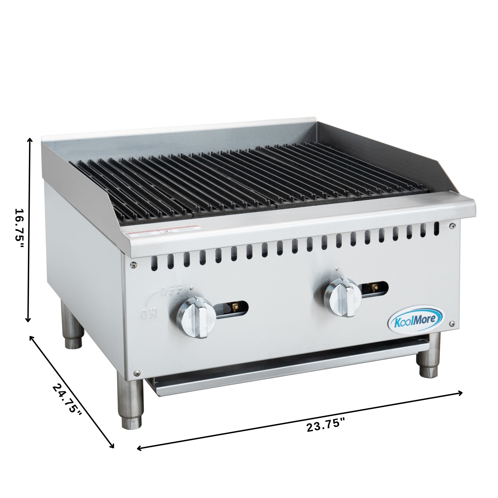 24 in. Commercial 2-Burner Natural Gas Charbroiler with 60,000 BTU in Stainless-Steel