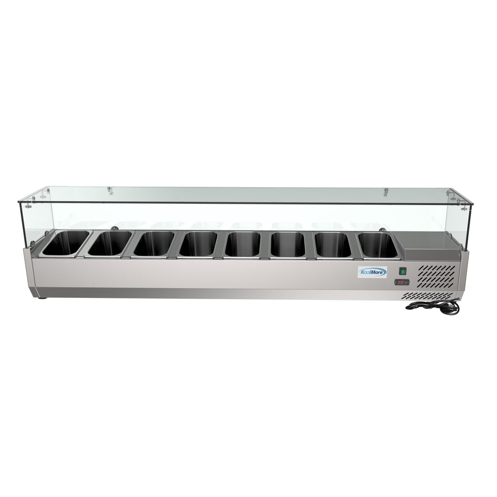 71 in. Eight Pan Refrigerated Countertop Condiment Prep Station