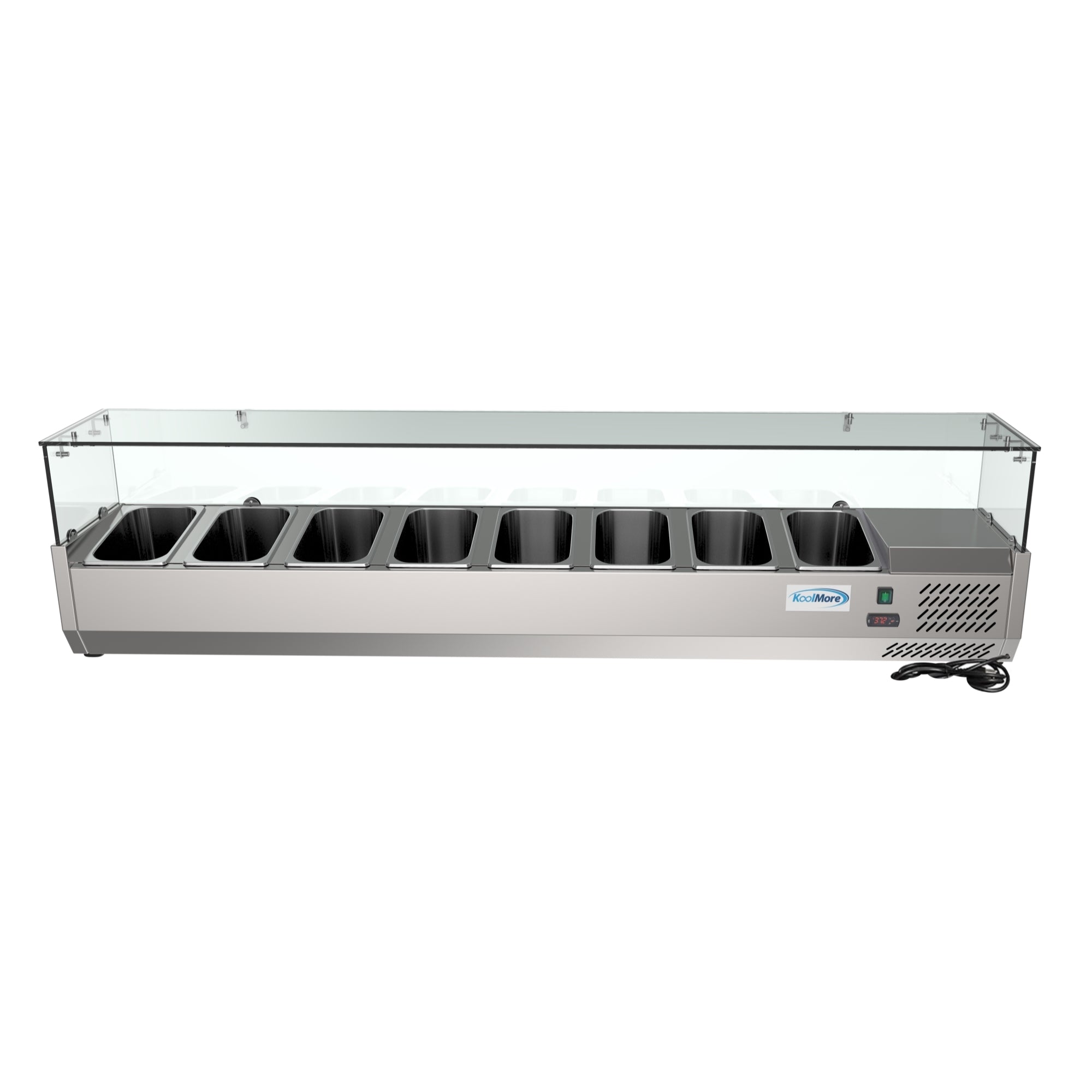 71 in. Eight Pan Refrigerated Countertop Condiment Prep Station