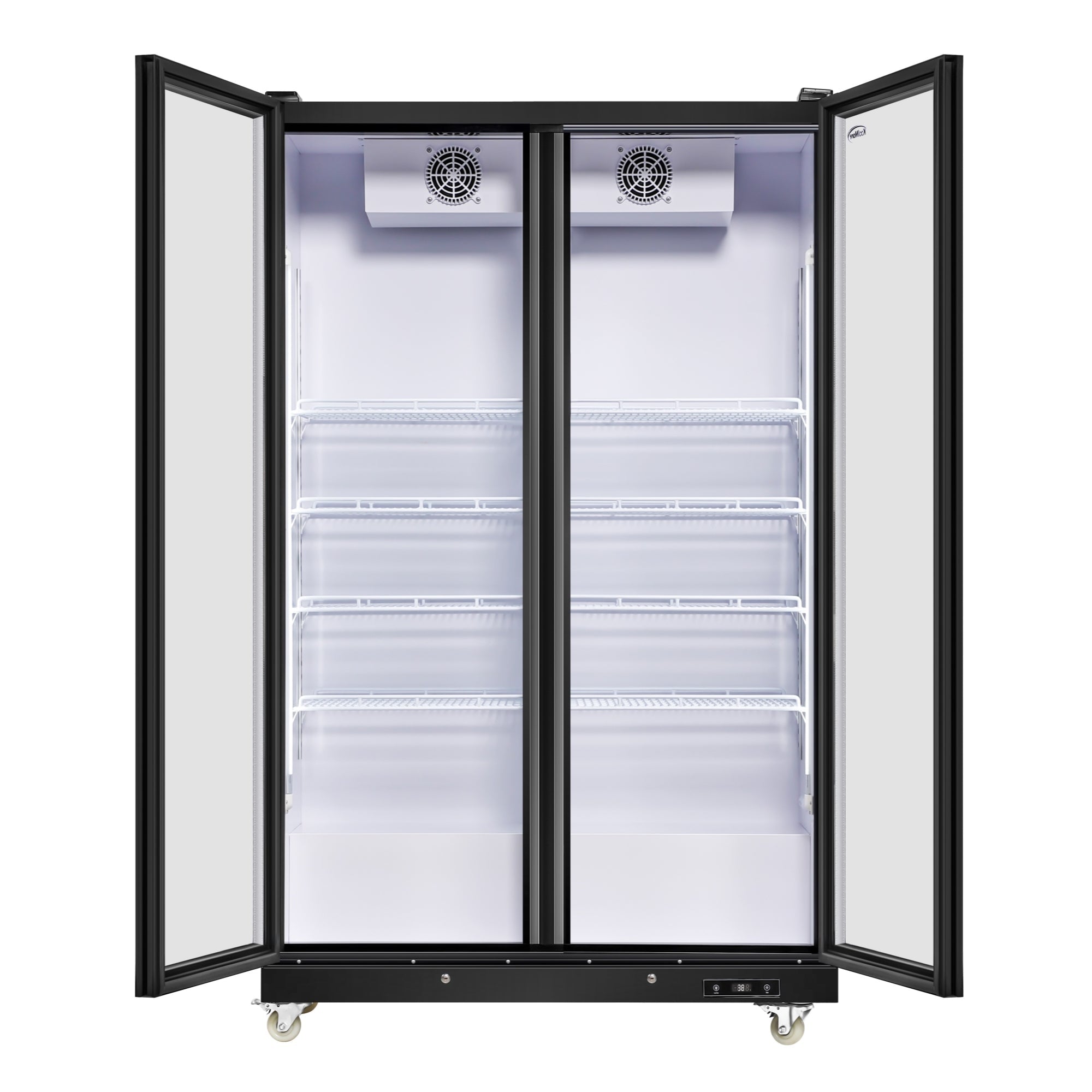 47 in. Commercial 2 Fully Glass Door Merchandiser Refrigerator, 30 Cu. Ft., ETL Listed in Black