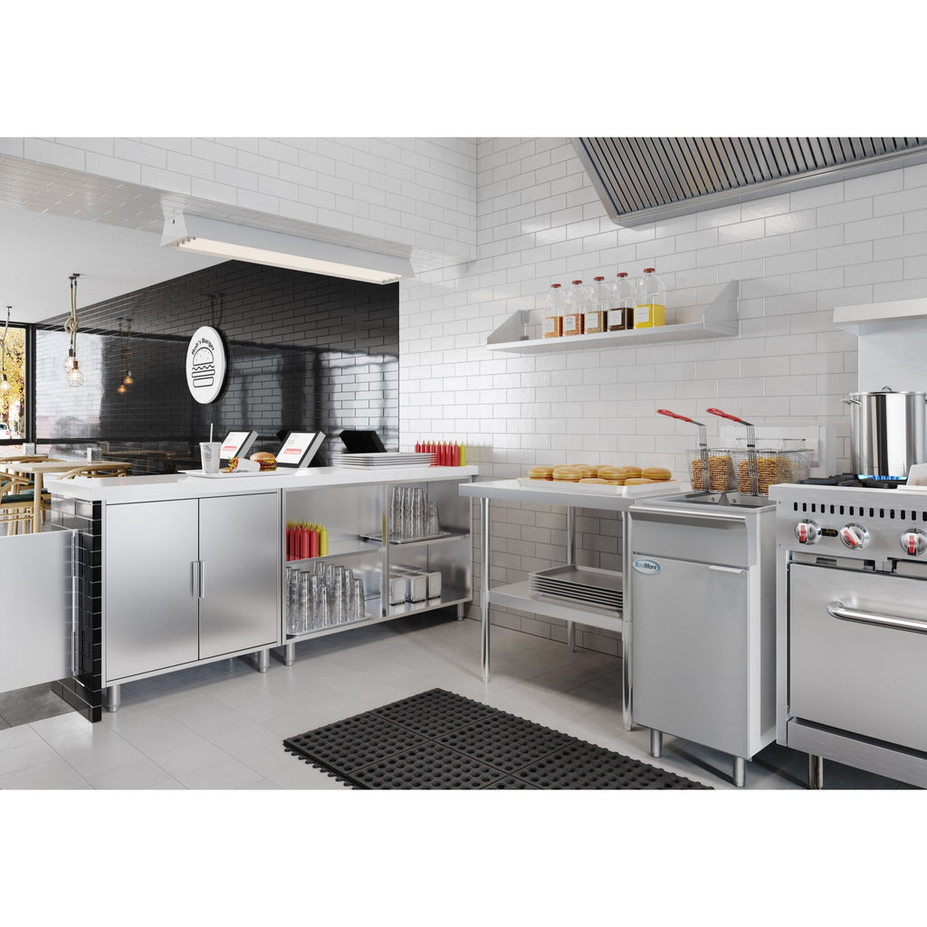 50 lb. Floor Standing Natural Gas Commercial Fryer with 120,000 BTU in Stainless-Steel, ETL Listed