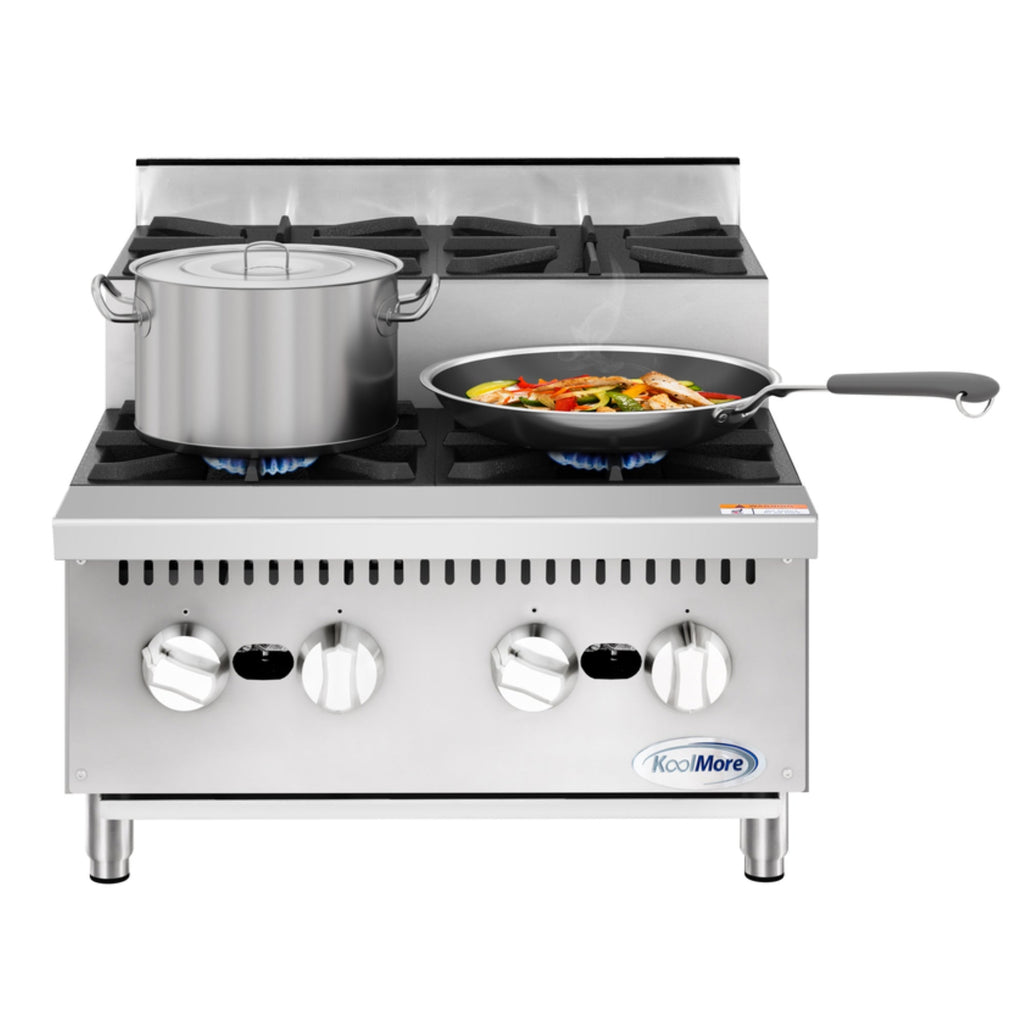 24 in. Commercial Four-Burner Step Up Range, 104000 BTU in Stainless-Steel