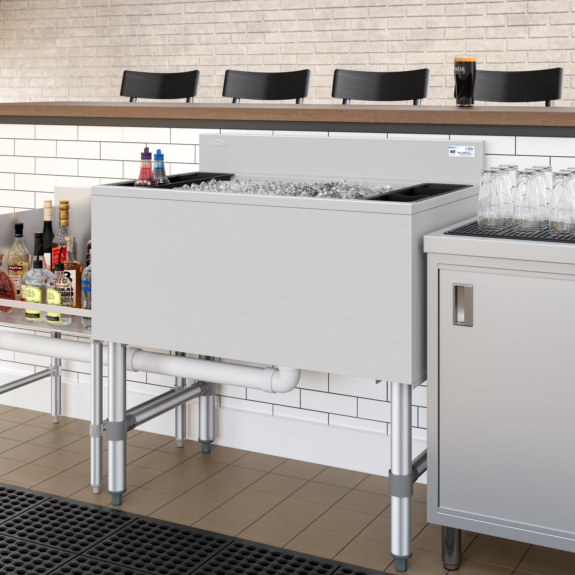 30 in. Commercial Underbar Ice Bin with Siding Lid in Stainless Steel
