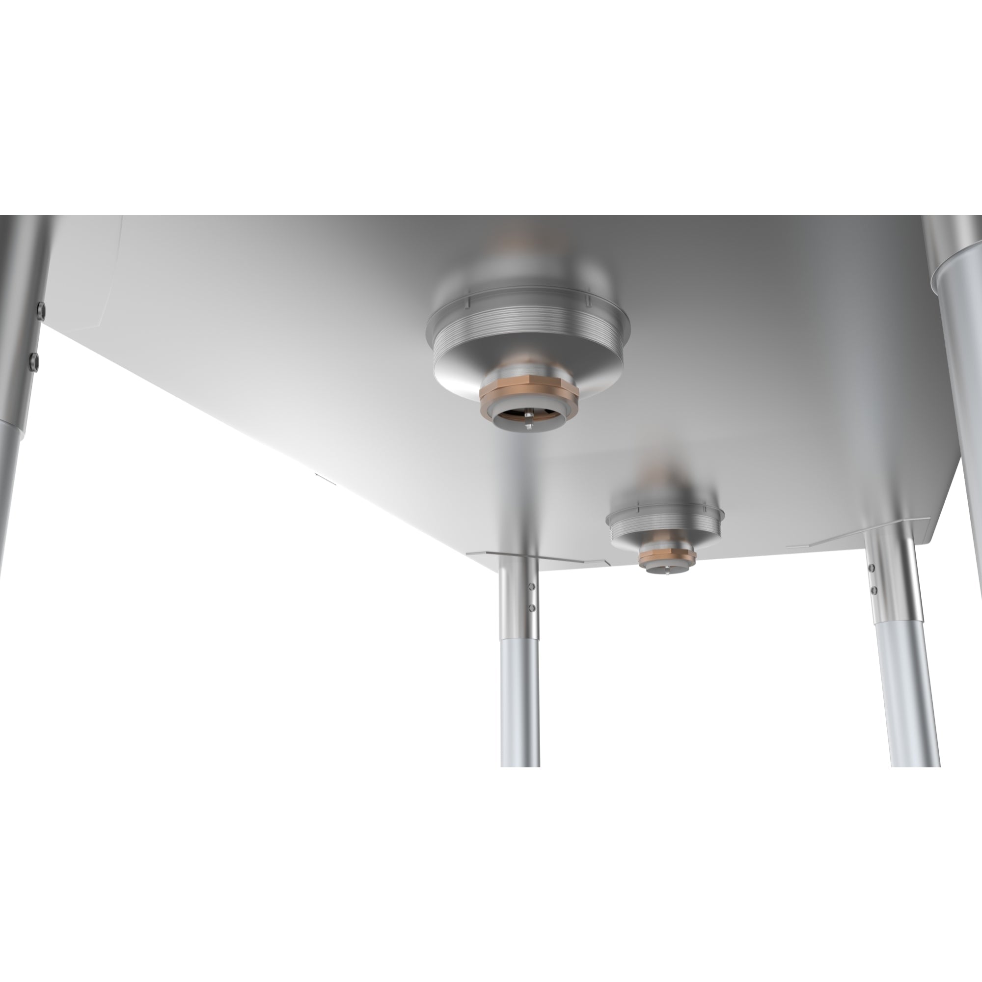 43 in. Two Compartment Stainless Steel Commercial Sink with Drainboard, Bowl Size 14"x 16"x 11"