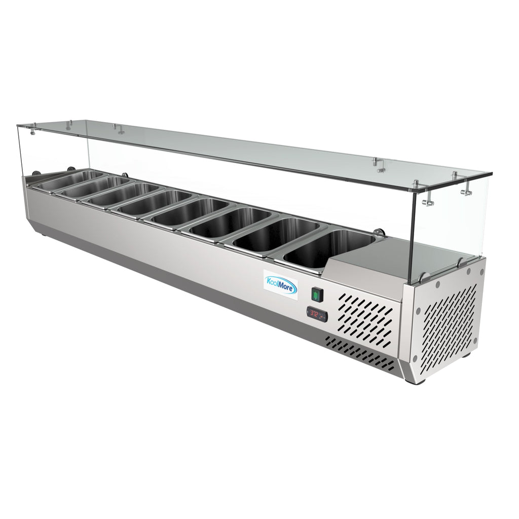 71 in. Eight Pan Refrigerated Countertop Condiment Prep Station