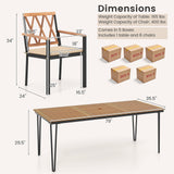 Costway 9-Piece Patio Dining Set Acacia Wood Table w/ Umbrella Hole 22.5" Wide Chairs 51832794 New