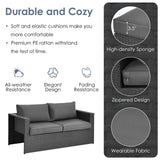 Costway 6-Piece Patio Rattan Sofa Furniture Set Glass Table Cushioned Gray 24567109 New