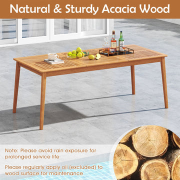 Costway 9-Piece Acacia Wood Outdoor Patio Dining Set 80" Rectangular Table Fabric Armchairs 89230143 New