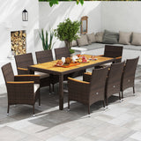 Costway 9-Piece Outdoor Patio Dining Set Acacia Wood Table Top 961783452 New