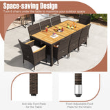 Costway 9-Piece Outdoor Patio Dining Set Acacia Wood Table Top 961783452 New