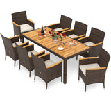 Costway 9-Piece Outdoor Patio Dining Set Acacia Wood Table Top 961783452 New