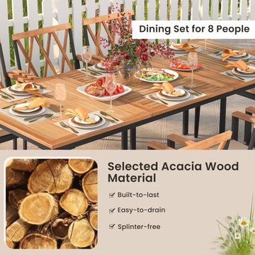 Costway 9-Piece Patio Dining Set w/ 1.9" Umbrella Hole & Seat Cushions 51368247 New