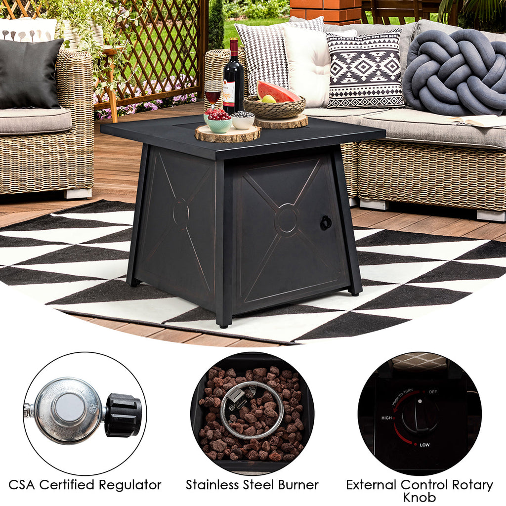 Costway 9 Pc Weatherproof Rattan Patio Conversation Sofa Set w/ 30" Propane Fire Pit Table Red 431725968 New
