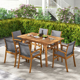 Costway 9-Piece Outdoor Acacia Wood Patio Dining Set for 6-8 68872462 New
