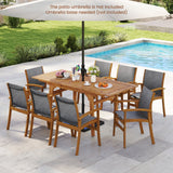 Costway 9-Piece Outdoor Acacia Wood Patio Dining Set for 6-8 68872462 New
