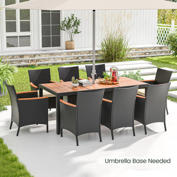 Costway 9-Pc Outdoor Patio Dining Set Acacia Wood Table 25183694 New