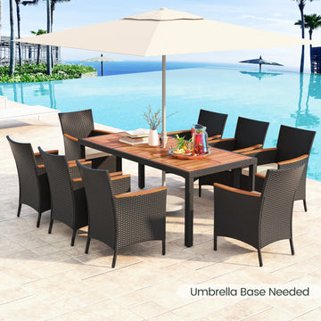 Costway 9-Pc Outdoor Patio Dining Set Acacia Wood Table 25183694 New