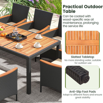 Costway 9-Pc Outdoor Patio Dining Set Acacia Wood Table 25183694 New